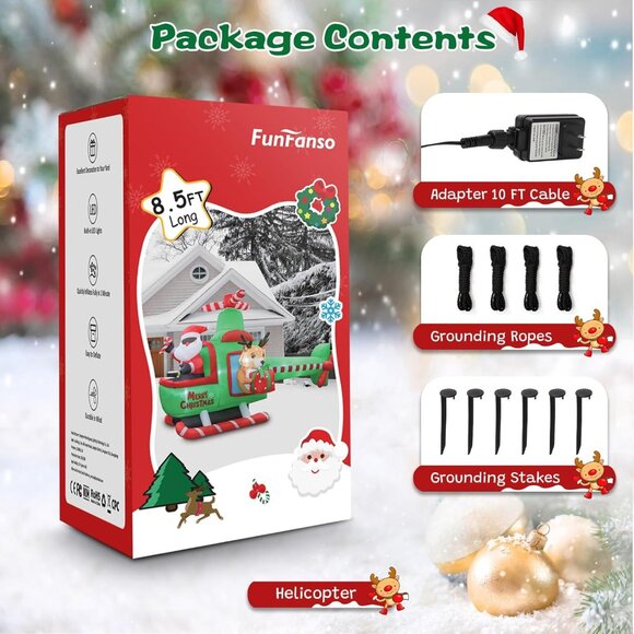 ⚡8.5 FT Christmas Inflatables Helicopter Bright LED Lights Outdoor Decorations - Picture 7 of 7